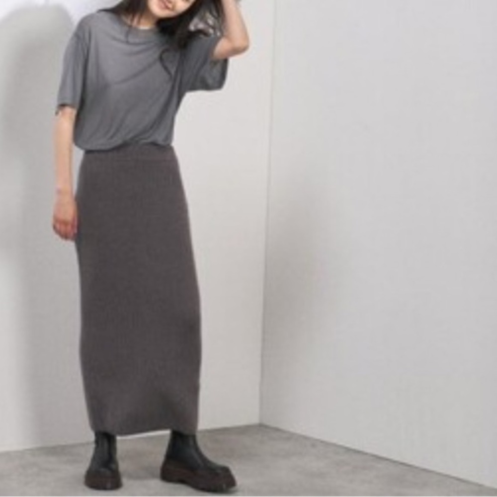 RAEY Aplaca Mohair Silk Rib Knit Sweater pencil skirt